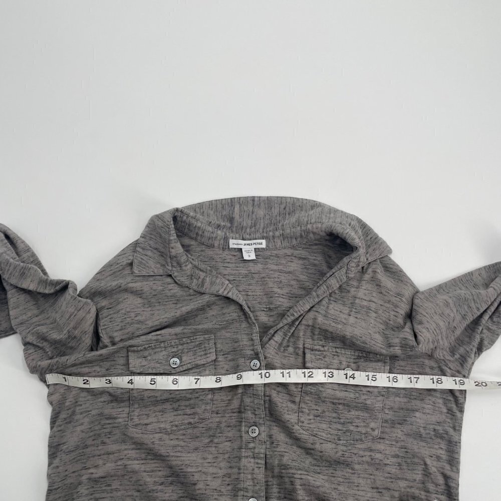Standard James Perse Gray Melange Heathered Button Up Shirt Size 3 Womens Large - Picture 6 of 7